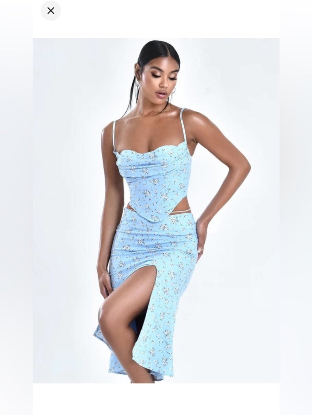 Miss Circle Blue Floral Corset Top & Skirt Set – NWT